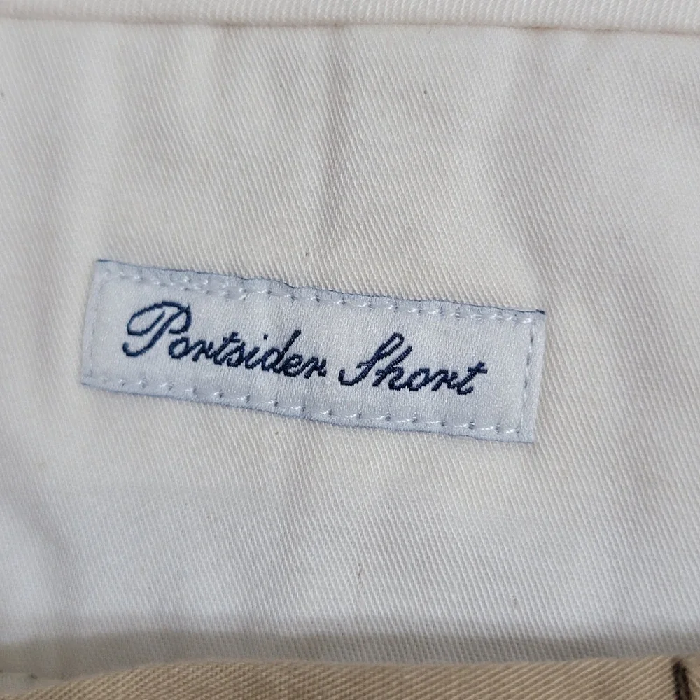 Vtg J. Crew Oarsman Mens Portsider Shorts 33 5" Inseam Khaki Tan Stretch Chino - Picture 6 of 9